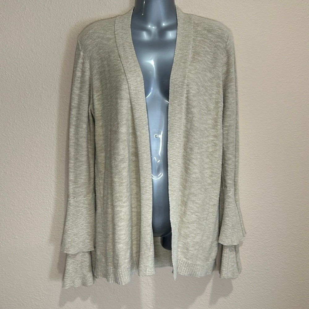 J CREW Ruffle Sleeve Cardigan Sweater, Size M